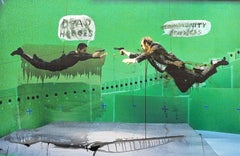 "Héroe Muerto, Normas Comunitarias" Pintura Matricial Contemporánea en Pantalla Verde
