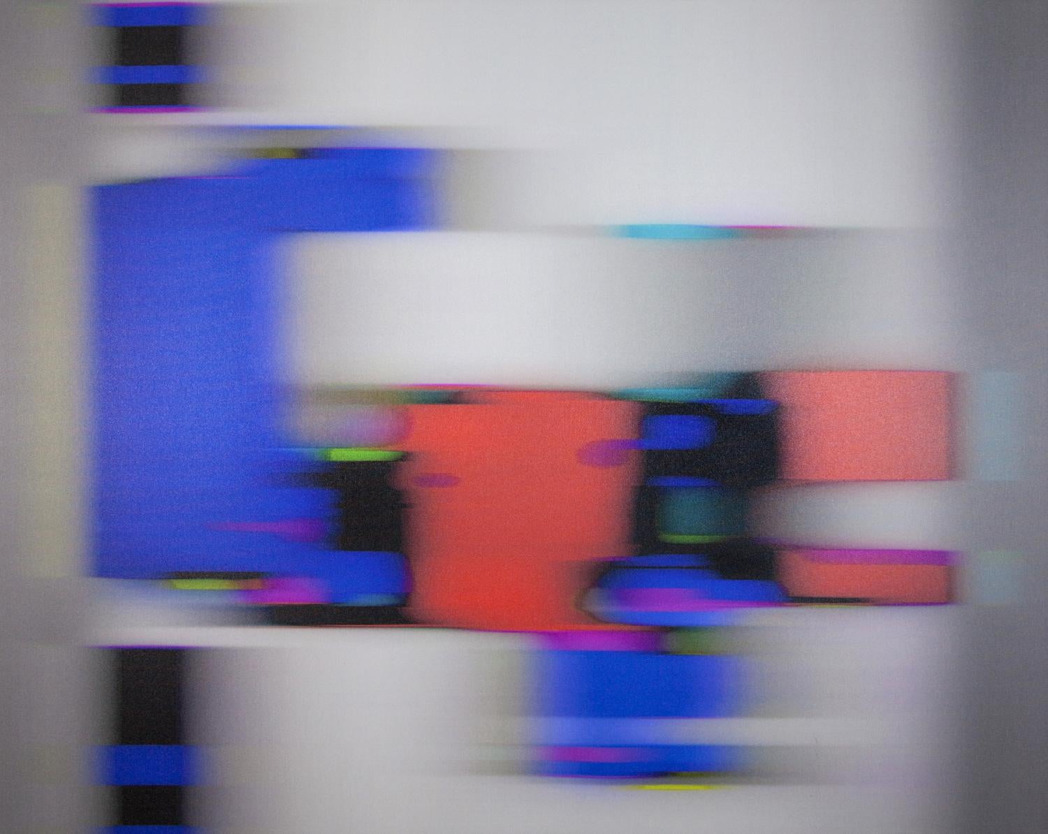 Abstract Painting di Mark Flood - "Morgue intermediario di Google" Pittura astratta con logo di Google blu, rosso e verde
