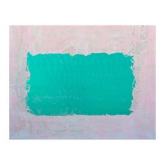 "Pink Sand" Large Scale Contemporary Abstract Pastel Pink and Teal Lace Painting