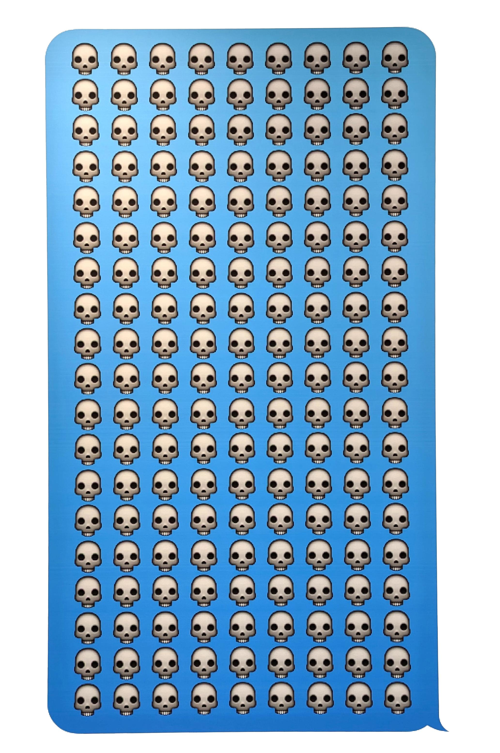 "Teschio Emoji" Pittura contemporanea astratta Emoji blu, nera, grigia e bianca