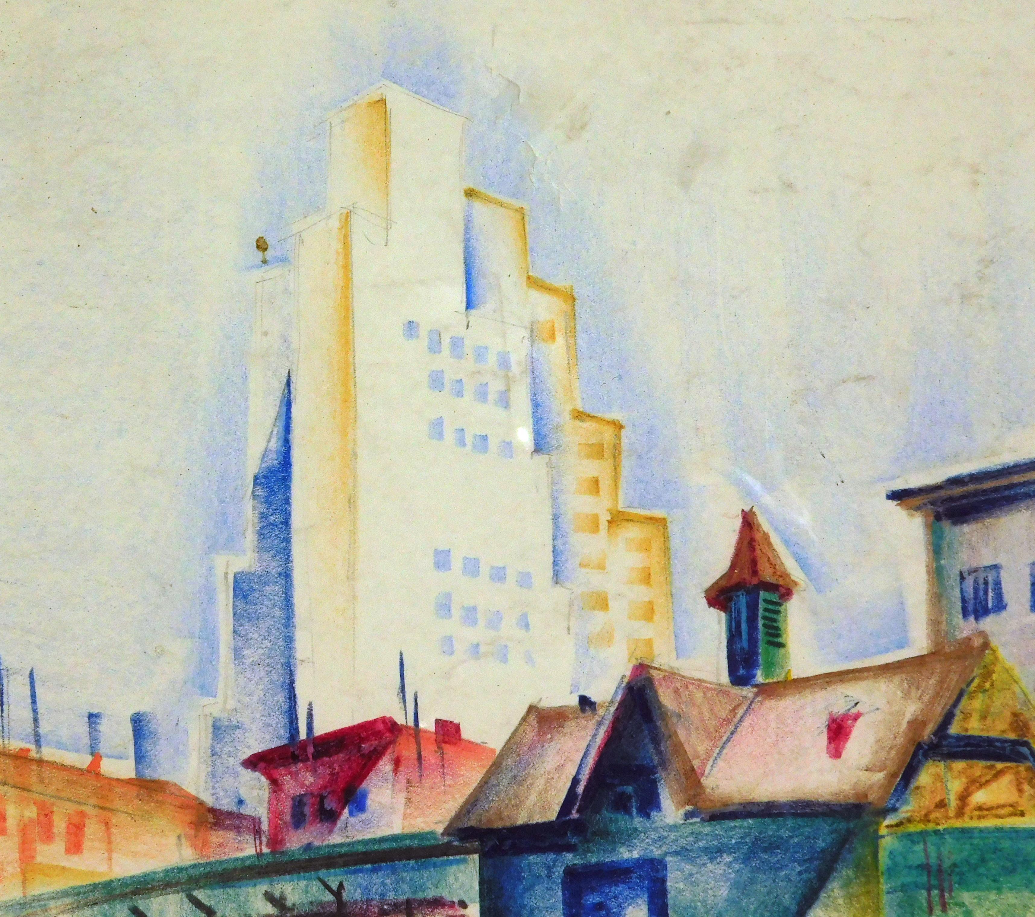 Mark Freeman Disegno a tecnica mista - Chinatown New York in vendita 4