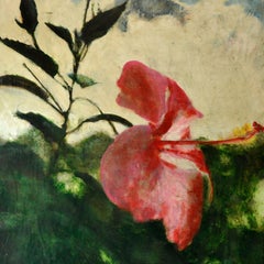 Hibiskus I, Blumen, Öl und Enkaustik auf Leinwand