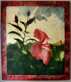 Hibiscus I, Flowers, oil and encaustic on canvas