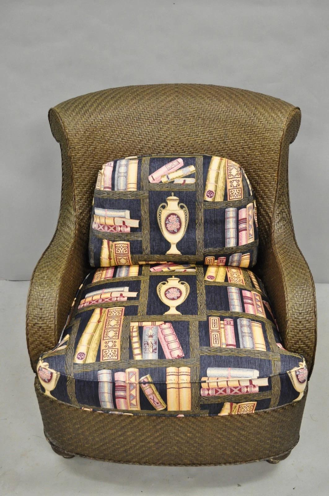 Colección Mark Hampton Silla Hickory Silla Club con Brazos de Mimbre y Ratán en venta 5