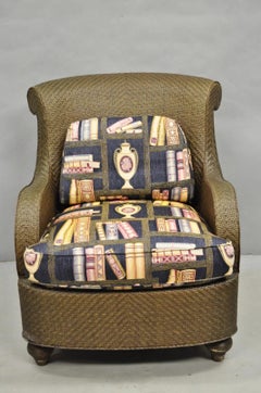 Mark Hampton Collection Hickory Chair Wicker Rattan Lounge Arm Club Chair