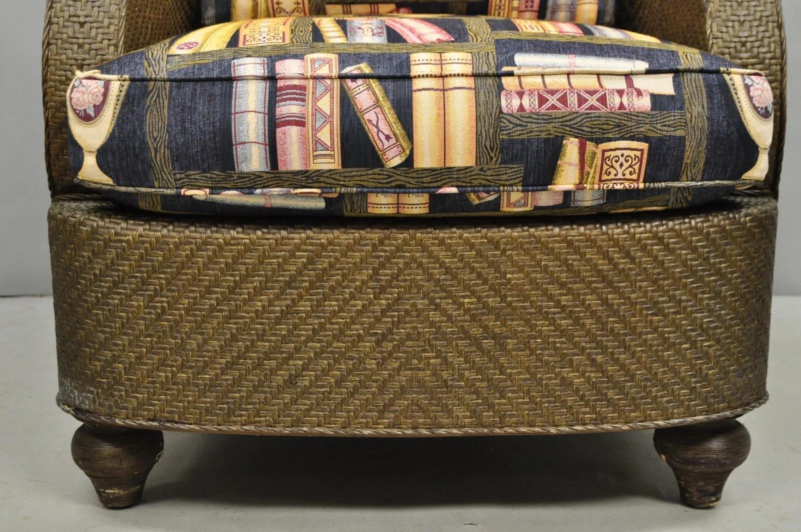 Colección Mark Hampton Silla Hickory Silla Club con Brazos de Mimbre y Ratán en Bueno estado para la venta en Philadelphia, PA