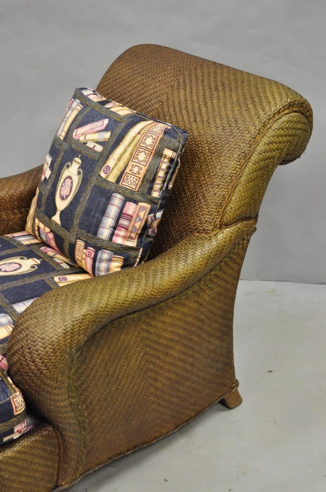 Mark Hampton Collection Hickory Chair Wicker Rattan Lounge Club Chair & Ottoman im Angebot 3
