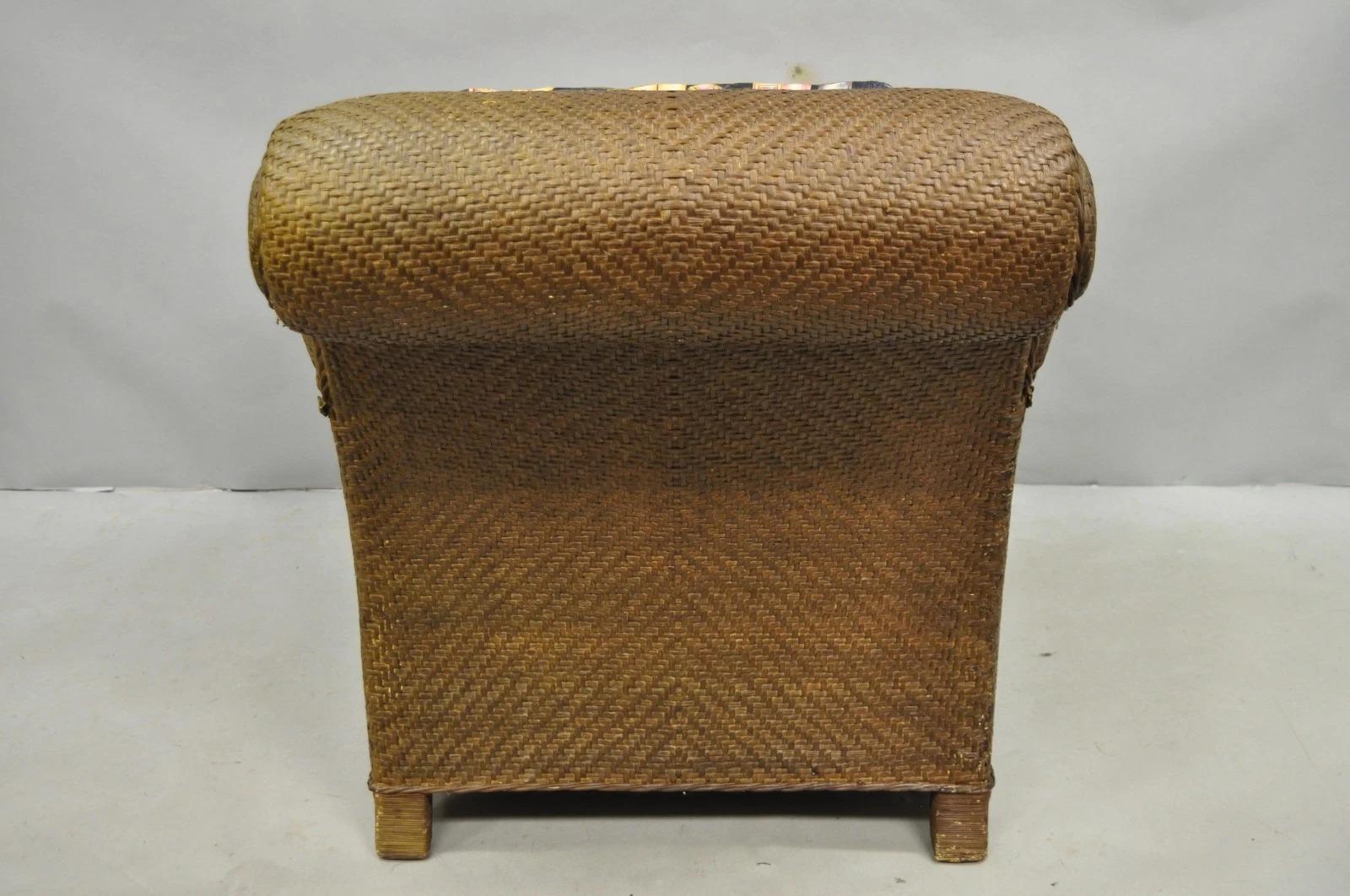 Mark Hampton Collection Hickory Chair Wicker Rattan Lounge Club Chair & Ottoman im Angebot 4