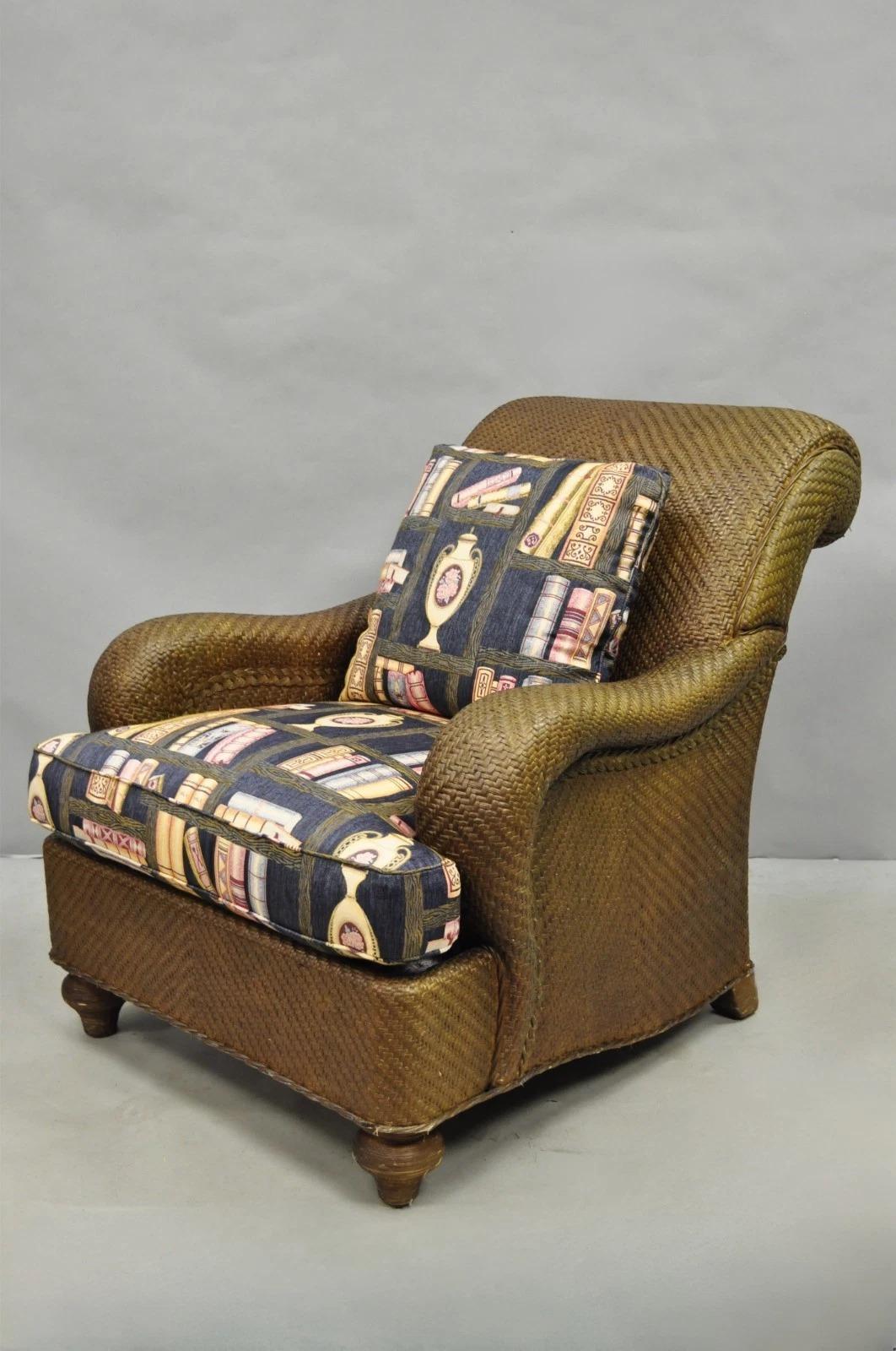 Mark Hampton Collection Hickory Chair Wicker Rattan Lounge Club Chair & Ottoman im Angebot 8