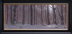 Casa dolce casa" - Pittura olio su tela con paesaggio di Cabine invernali