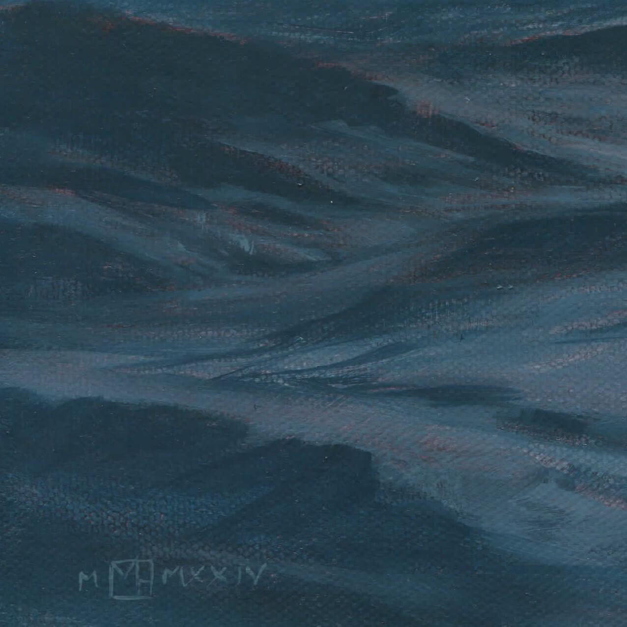Homeward Bound – Nocturne, Öl- Meereslandschaft, Gemälde mit Mondlicht und Fischerboot im Angebot 1