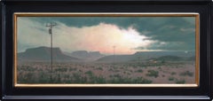 "Phone Home" - Oil Landscape Painting With Desert, Power Lines, and Distant Hous