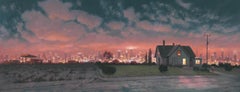 "The Outsider" - Oil on Canvas Urban Landscape With Suburban House