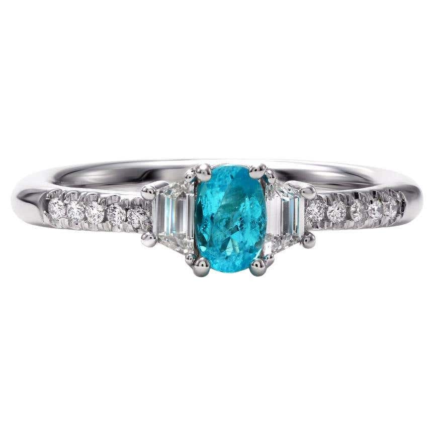 Mark Henry Bague En Tourmaline Paraiba Brésilienne De 0,41 Carat Et Diamant Trap%c3%a9zo%c3%afde Mark Henry Bague En Tourmaline Paraiba Brésilienne De 0,41 Carat Et Diamant Trap%c3%a9zo%c3%afde