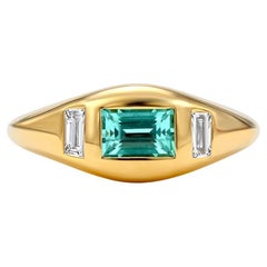 Mark Henry 0.65 Carat Paraiba Tourmaline and Diamond Signet Fashion Ring