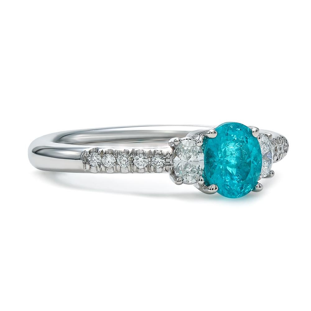 Contemporary Mark Henry GIA Certified 0.77 Carat Brazilian Paraiba Tourmaline Diamond Ring For Sale