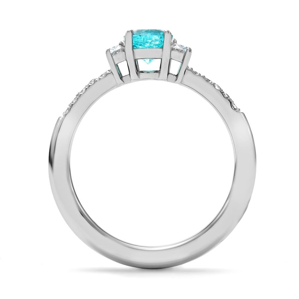 Oval Cut Mark Henry GIA Certified 0.77 Carat Brazilian Paraiba Tourmaline Diamond Ring For Sale