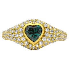 Mark Henry 0.78 Heart Shape Carat Natural Brazilian Alexandrite and Diamond Ring