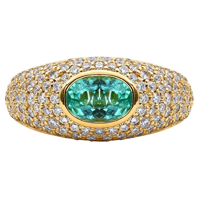 Mark Henry, Siegelring mit 1,08 Karat Paraiba-Turmalin und Diamant, 18 Karat YG im Angebot