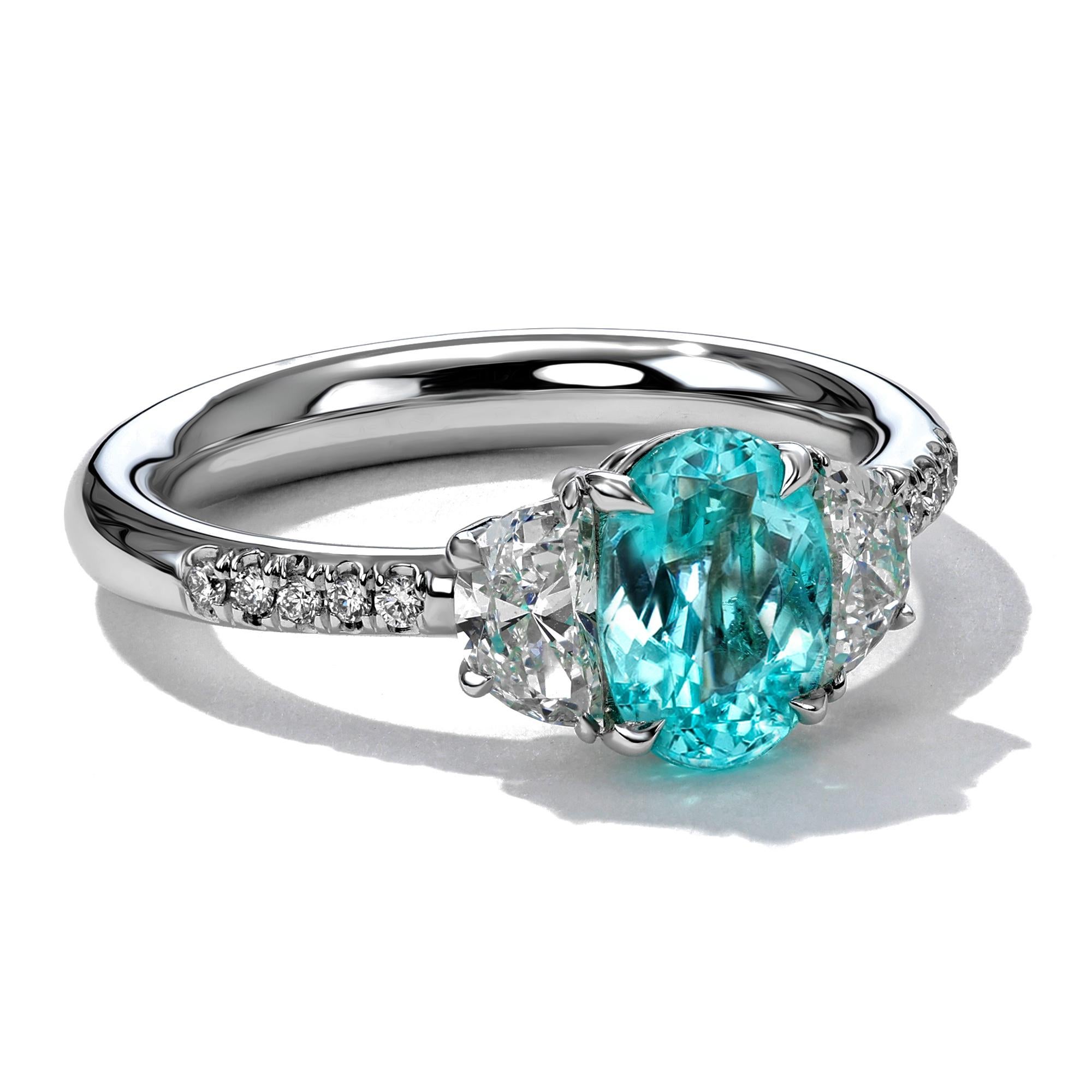 Mark Henry 1.22 ct. Paraiba Tourmaline Three-Stone Ring In New Condition In New York, NY