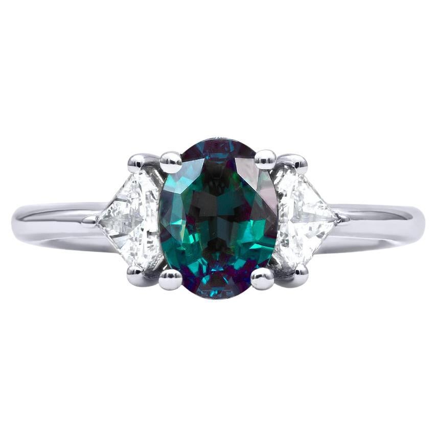 Mark Henry 1.45 Carat Natural Brazilian Alexandrite and Diamond Ring, 18 Karat