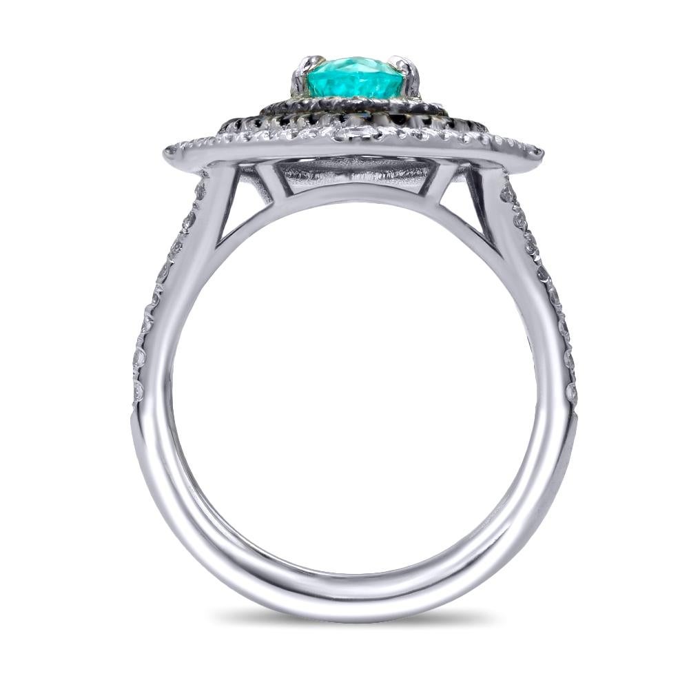 Anillo Mark Henry de turmalina paraiba brasileña, zafiro y diamantes de 1,52 quilates Corte pera en venta