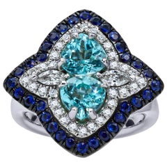 Mark Henry 1.67 Carat Paraiba Tourmaline, Sapphire and Diamond Ring, 18 Karat