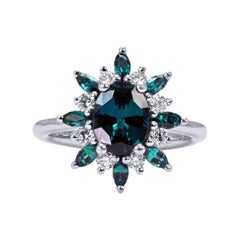 Certified Mark Henry 1.77 Carat Natural Brazilian Alexandrite and Diamond Ring 