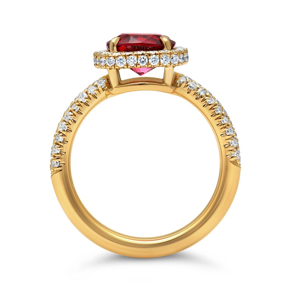 Cocktail-Ring mit 1,78 Karat rotem Spinell und Diamanten von Henry (Kissenschliff) im Angebot