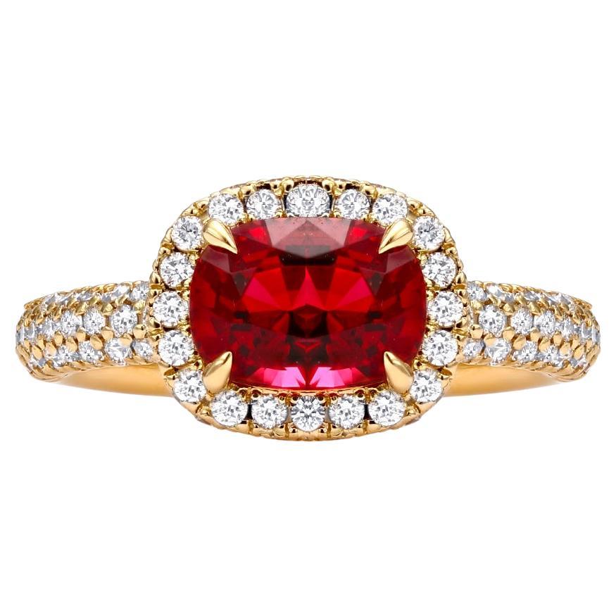 Mark Henry 1.78 Carat Red Spinel and Diamond Cocktail Ring For Sale