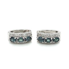 Mark Henry 18k White Gold Alexandrite & Diamond Huggie Earrings