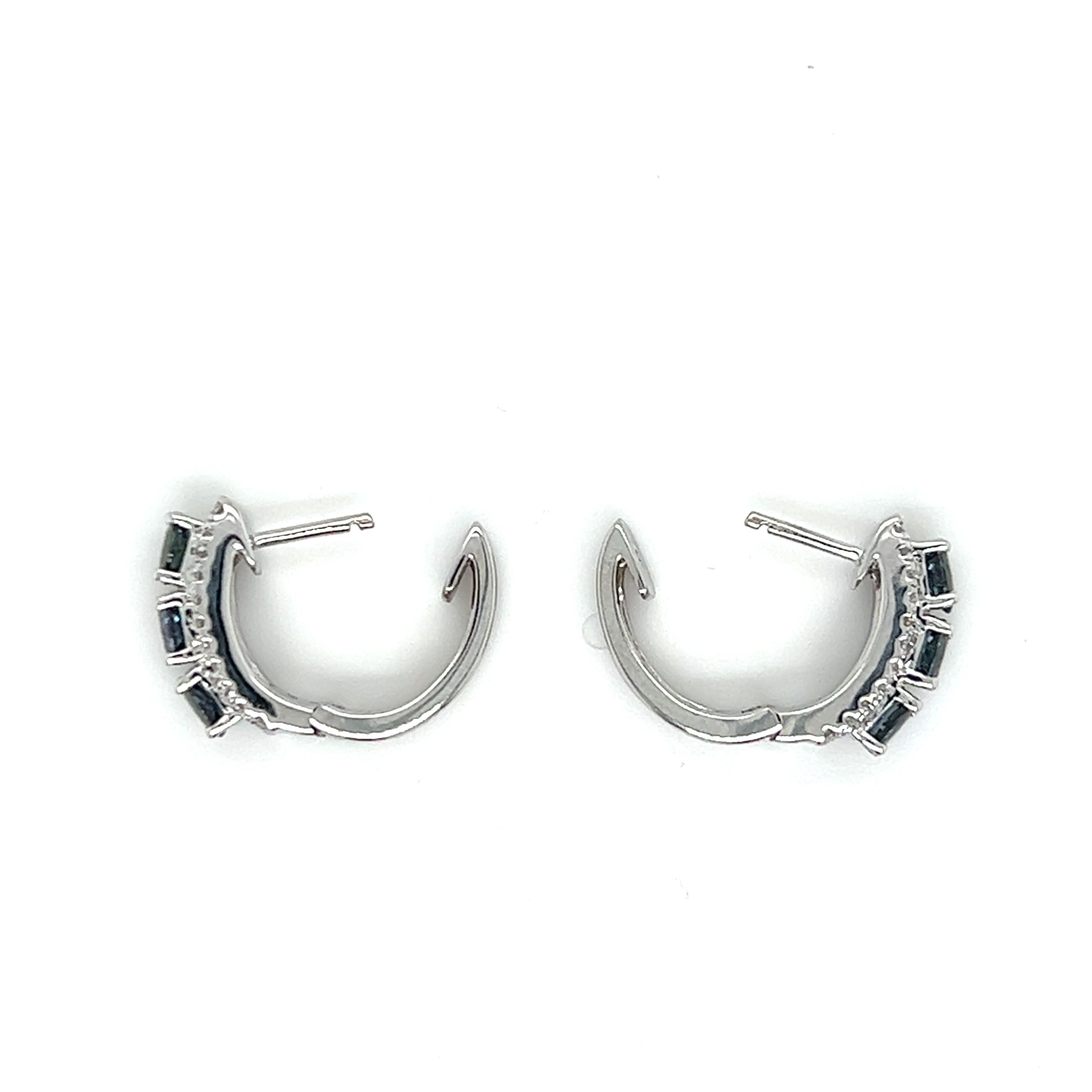 Contemporary Mark Henry 18k White Gold Alexandrite & Diamond Huggie Earrings