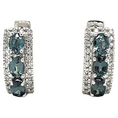 Mark Henry 18k White Gold Alexandrite & Diamond Huggie Earrings