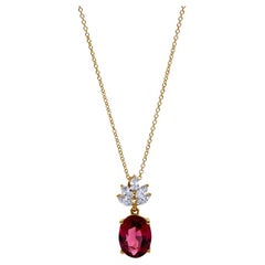 Mark Henry 2.00 Carat Rubellite Tourmaline and Diamond Olympia Pendant, 18k