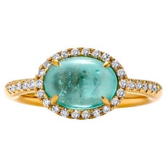 Mark Henry 2.04 Carat Paraiba Tourmaline Cabochon and Diamond Ring