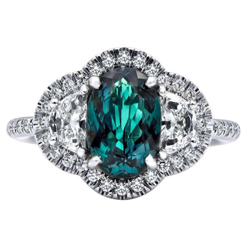 3 Carat Natural Brazilian Alexandrite and Diamond Three-Stone Platinum ...