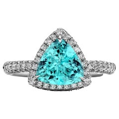 Mark Henry 2.33 Carat Trillion Cut Paraiba Tourmaline and Diamond Cocktail Ring