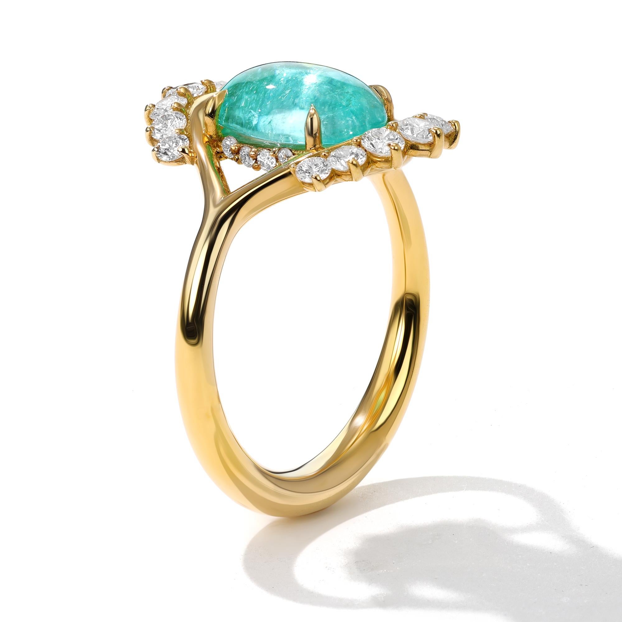Metal: 18kt Gold
Paraiba Center Stone Weight: 2.43 ct.
Round Diamond Weight: 0.58 ct.
*Paraiba is Mozambique Origin

Mark Henry only selects breathtaking Paraiba that exhibit electrifying hues that range from green to blue

Paraíba tourmaline has