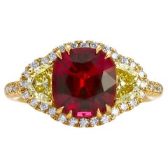 Mark Henry 2.71 Carat Red Spinel and Fancy Yellow Diamond Ring, 18 Karat