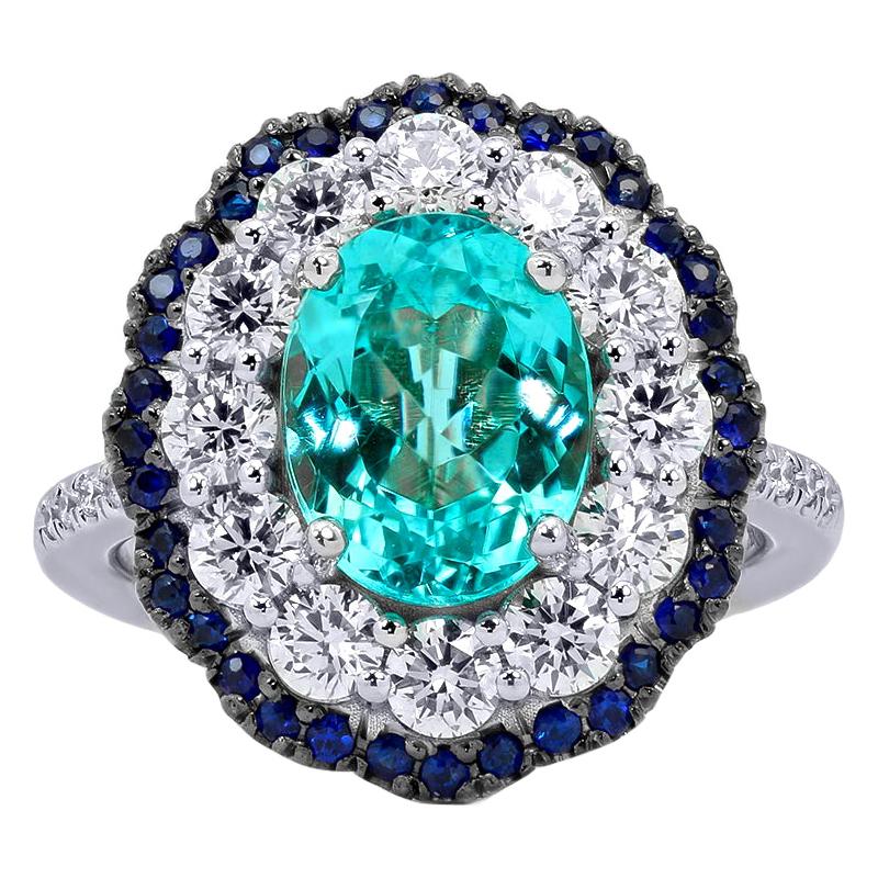 Mark Henry 2.83 Carat Paraiba Tourmaline and Diamond Ring, 18 Karat