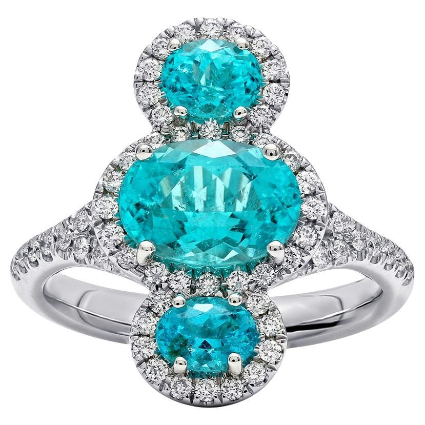 Mark Henry 3.08 Carat Paraiba Tourmaline and Diamond Cocktail Ring For Sale