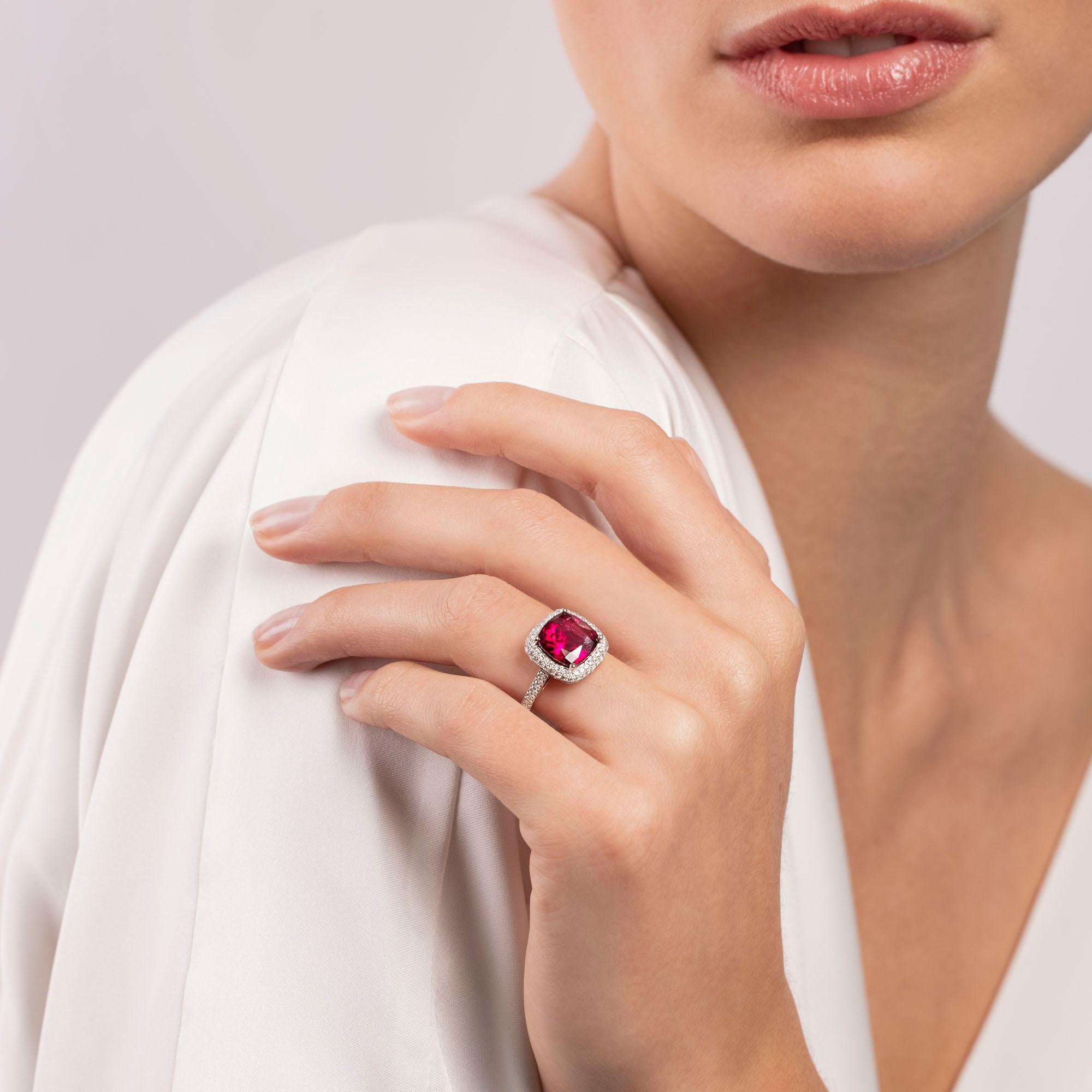 A member of the tourmaline family, Rubellite is desired for its nuances of red. From a mellow pink to the most vivid pigeon blood red, rubellite is not only a mesmerizingly dazzling gemstone but it makes for one of the most wearable gems as well.