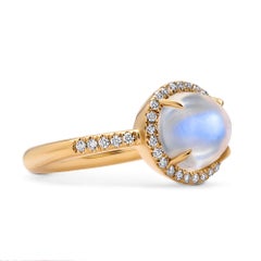 Mark Henry 4.30 Carat Moonstone Cabochon and Diamond Cocktail Ring