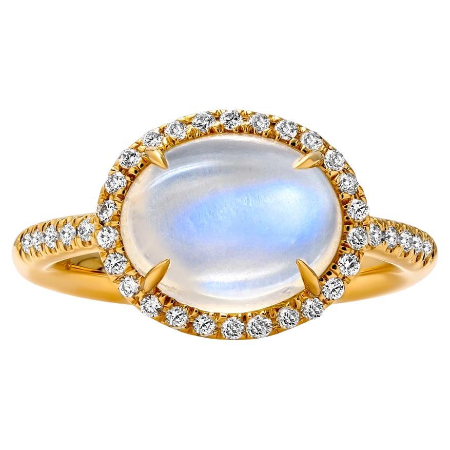 Mark Henry 4.30 Carat Moonstone Cabochon and Diamond Cocktail Ring For Sale