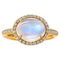 Mark Henry 4.30 Carat Moonstone Cabochon and Diamond Cocktail Ring