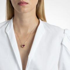 Mark Henry 6.00 Carat Heart Shaped Rubellite Tourmaline and Diamond Necklace