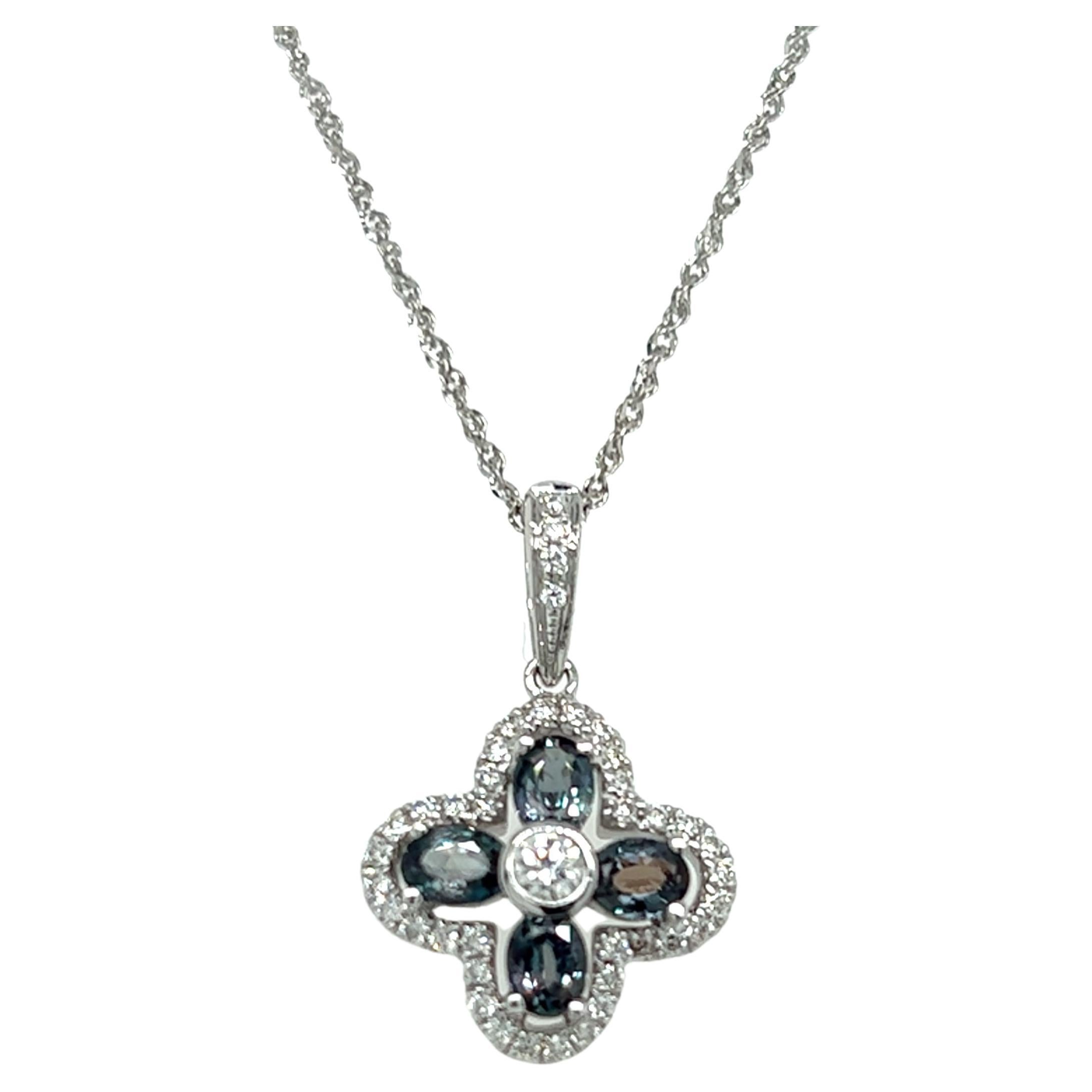 Mark Henry Alexandrite and Diamond Pendant Necklace in 18k White Gold