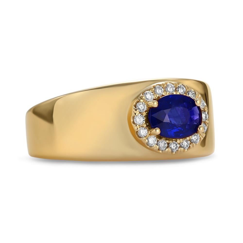For Sale:  Mark Henry Classic Blue Sapphire and Diamond Cigar Band, 18k 3