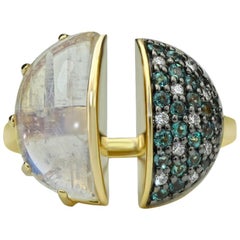 Mark Henry Natural Brazilian Alexandrite, Moonstone and Diamond Ring, 18 Karat