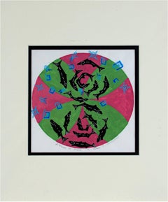 „A Round of Fish“, Original Linocut AP 1/1, signiert von Mark Herrling
